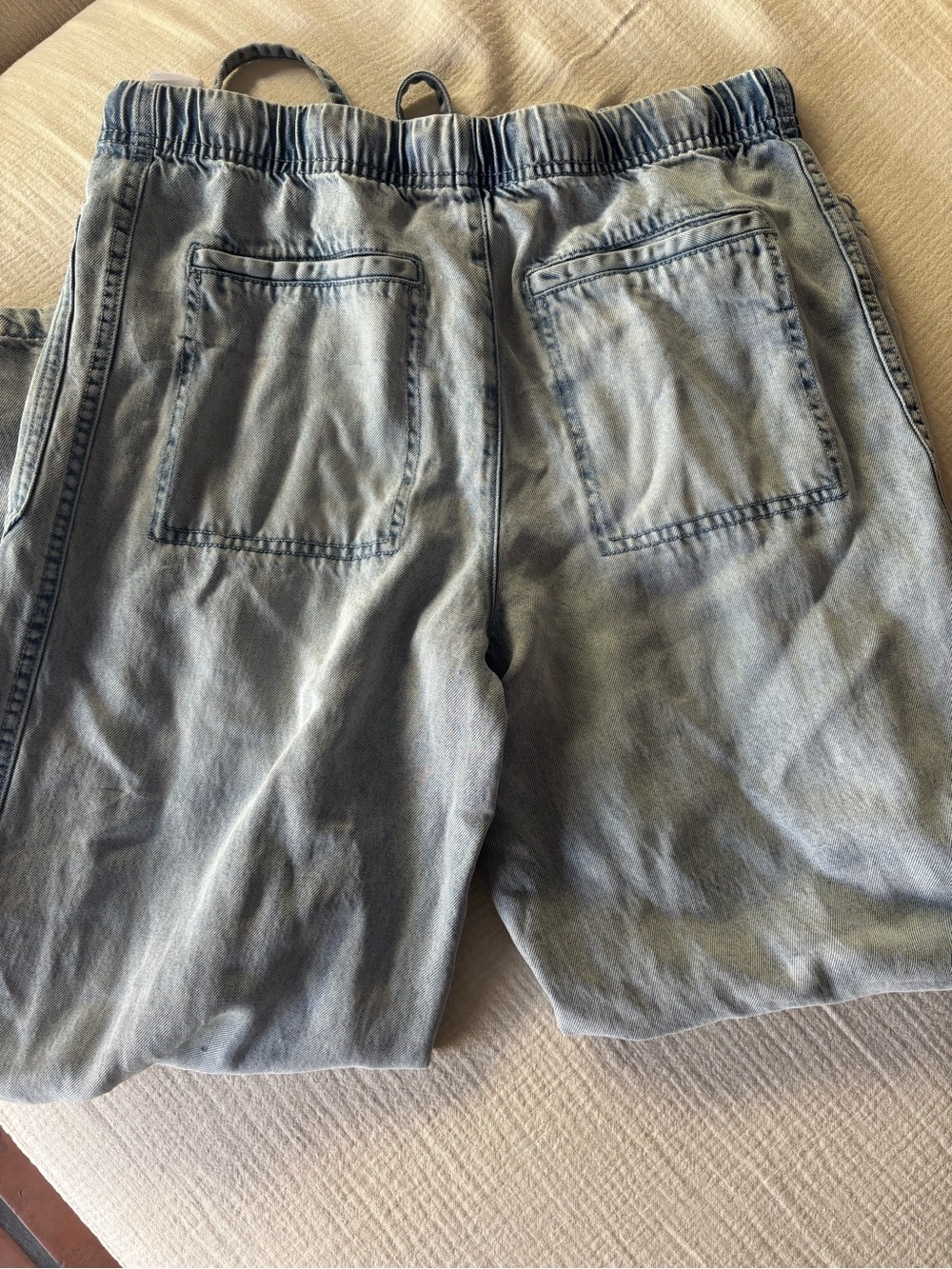 Splendid Lounge Denim straight pants: light wash drawstring size small - Picture 5 of 8